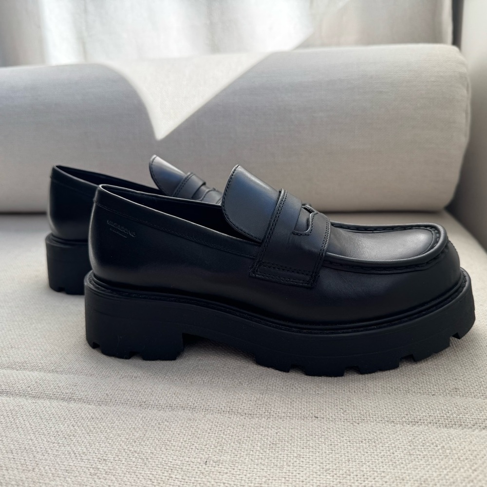 Vagabond Black Chunky Leather Loafers sz 6 - Picture 3 of 7